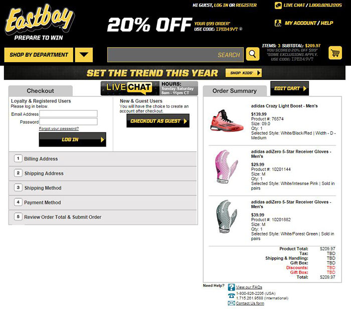 comenzile de pe eastbay din usa